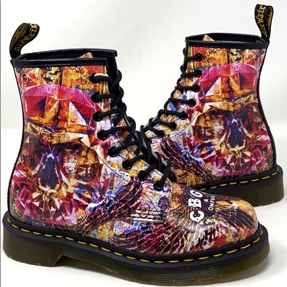 1460 cbgb printed leather lace up boots